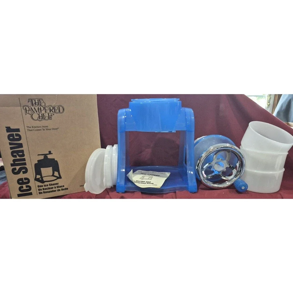 Pampered Chef Ice Shaver Manual Shaved Ice Maker Blue Model 2945 Box Never Used